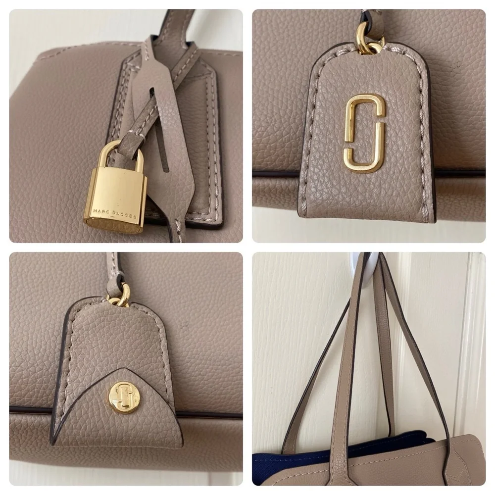 Marc Jacobs Taupe Leather Shoulder Bag with Gold Hardware